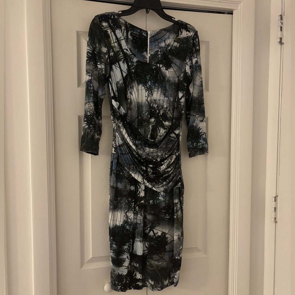 ESCADA Elmonde Black and Gray 3/4 Sleeve Abstract Terrarium Dress - Picture 3 of 9